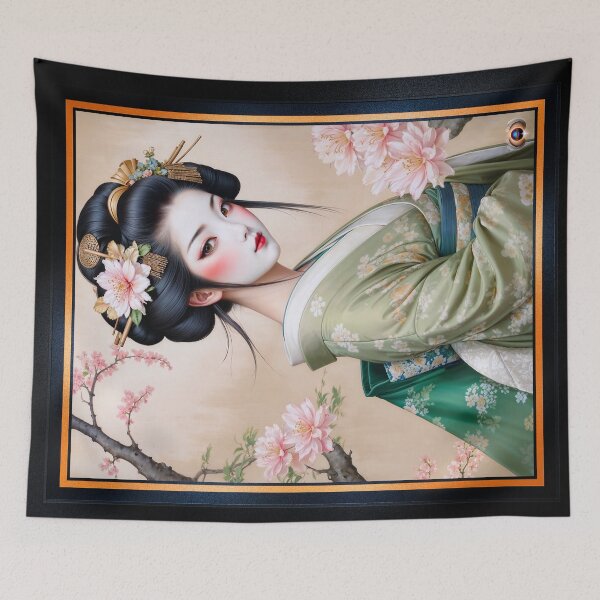 Item preview, The Graceful Yukiko Himawari, A Stunning Portrait Of A Timeless Beauty Gorgeous AI Concept Art by Xzendor7 designed and sold by Xzendor7 Digital Art Creations.