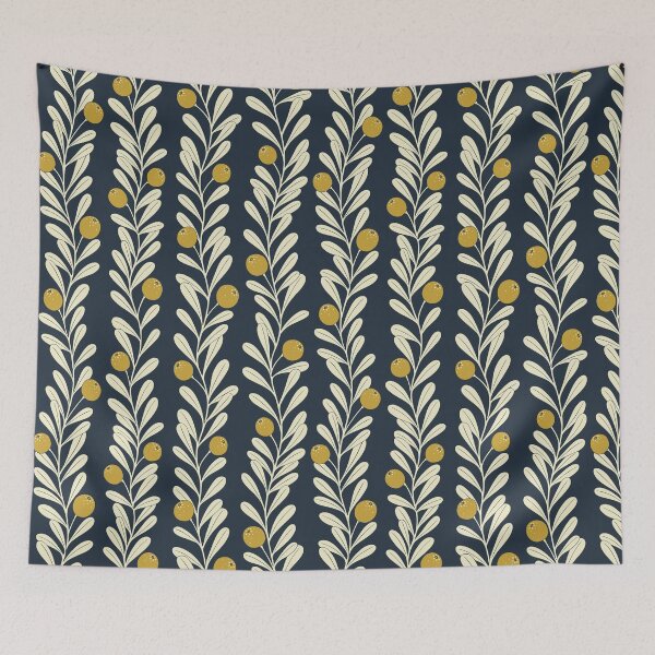 Item preview, Waved fruit vine stripes navy  designed and sold by Handypanda.
