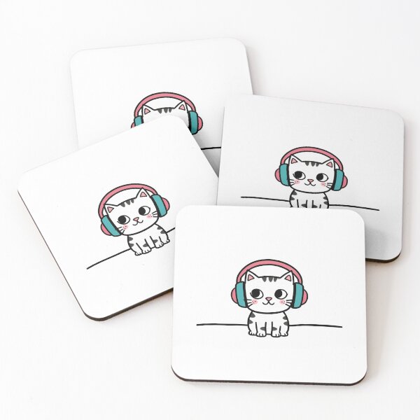 Item preview, Doodle Cat with Headphones designed and sold by BearsAndSkulls.