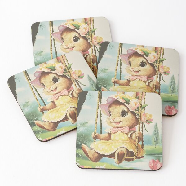Item preview, Super cute Easter Bunny on a tree swing designed and sold by Mon-Bonbon.