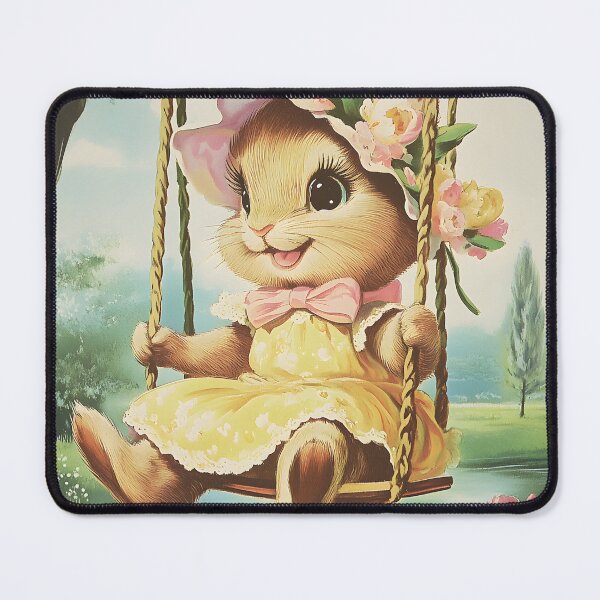 Item preview, Super cute Easter Bunny on a tree swing designed and sold by Mon-Bonbon.