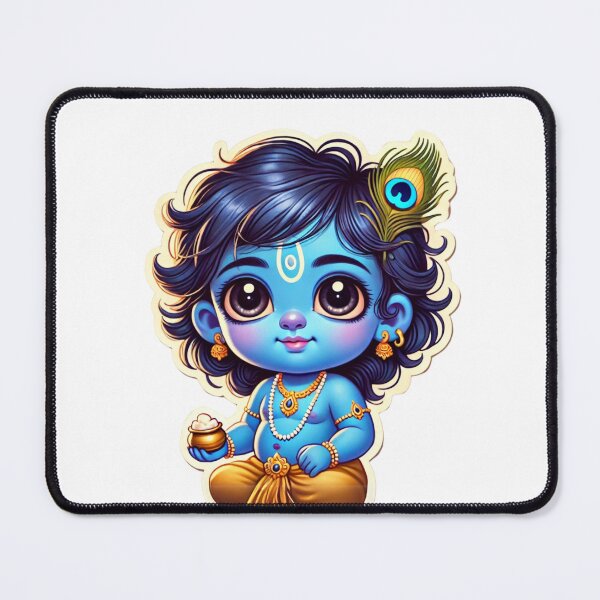 Item preview, Baby Krishna Sticker | Makhan Chor – The Butter Thief | Adorable Hindu Art designed and sold by Sarasvati’s Divine Art.