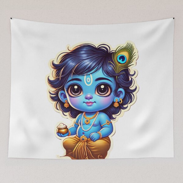 Item preview, Baby Krishna Sticker | Makhan Chor – The Butter Thief | Adorable Hindu Art designed and sold by Sarasvati’s Divine Art.