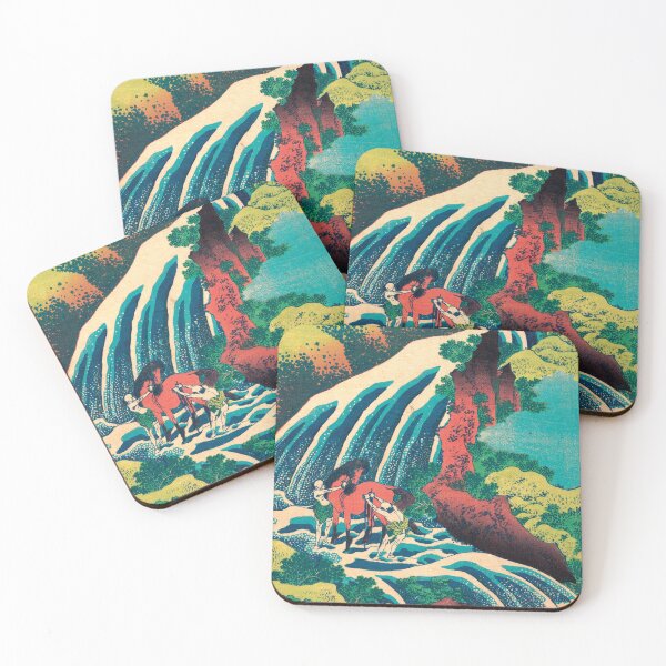 Item preview, The Waterfall Where Yoshitsune Washed his Horse by Katsushika Hokusai designed and sold by InnerCitadel.