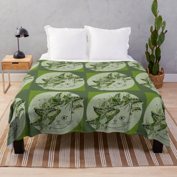 Item preview, Pure Green Joy: Kitten and Alocasia Leaves designed and sold by MySciPic.