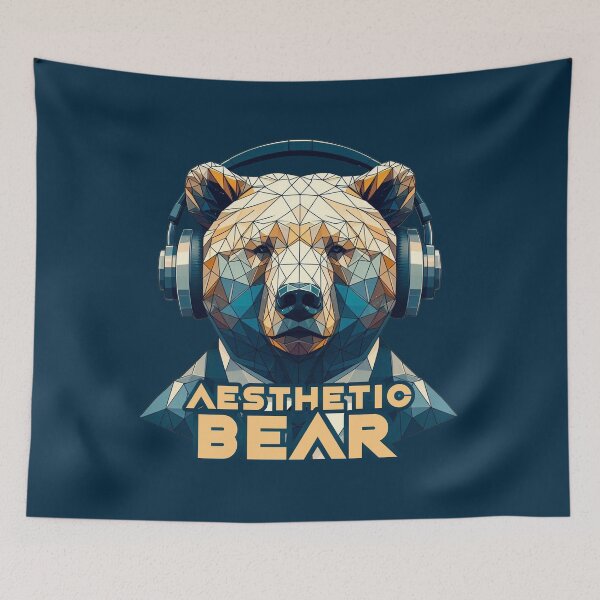 Item preview, Aesthetic Bear with headphones designed and sold by APOLLO TWENTY ONE.