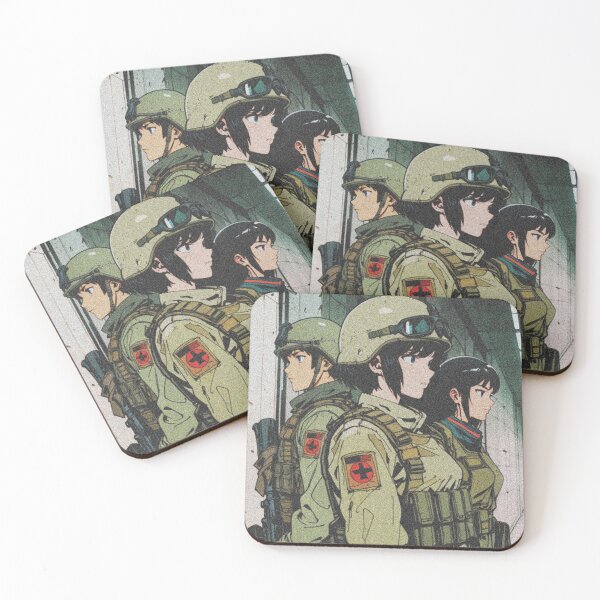 Item preview, Retro-Futuristic 90s Anime Soldiers - Battlefield Echoes designed and sold by RetroRebootShop.