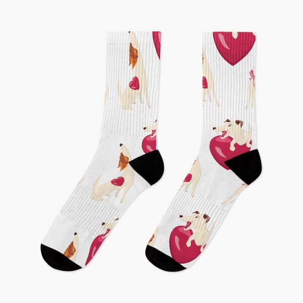 Item preview, Sticker fox terrier smooth dog jack russell terrier illustration with hearts and bow designed and sold by olenapetol.