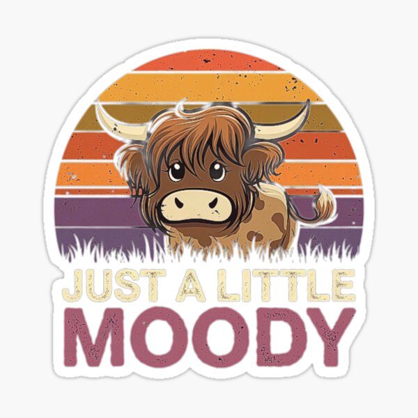 Item preview, Cute Highland Cow Cartoon with Retro Sunset Design designed and sold by love3617.