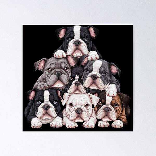 Artikelvorschau, Entzückende Bulldoggenwelpen-Illustration mit detailliertem Artwork entworfen und verkauft von love3617.