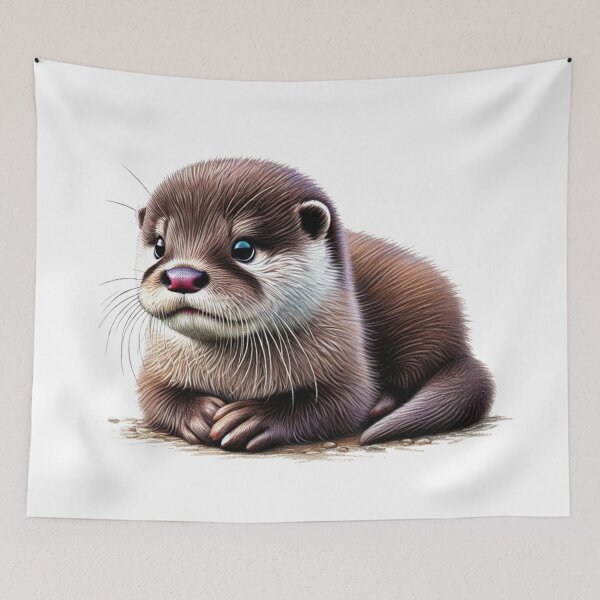 Item preview, Cute Baby Otter Colored Pencil Sketch Portrait designed and sold by MaedK.