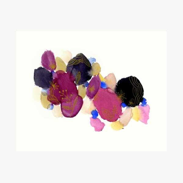 Item preview, Purple and violet watercolour blobs, abstract designed and sold by TheArtOfNata.