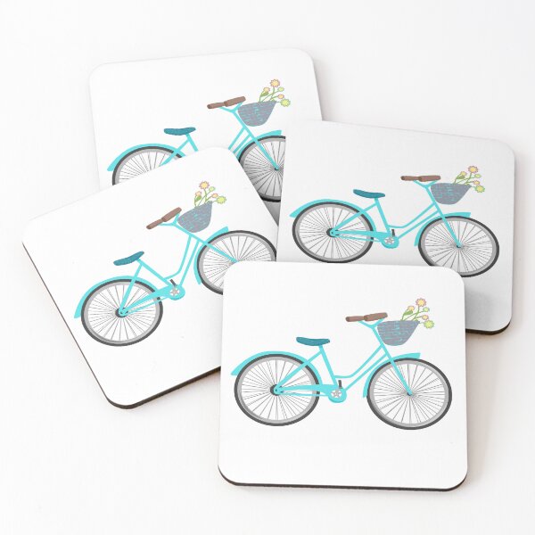 Item preview, Vintage Blue Girls Bike, Retro Bicycle with Flower Basket designed and sold by Angela Dow.
