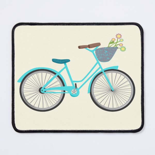 Item preview, Vintage Blue Girls Bike, Retro Bicycle with Flower Basket designed and sold by Angela Dow.