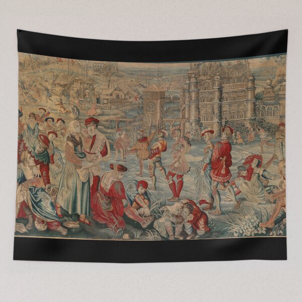 Item preview, Four Seasons Winter Skating Scene, designed c. 1535, woven mid- to late 1600s. Possibly by Gobelins Manufactory (France, Paris, est. 1662 designed and sold by Vintage Designs +.