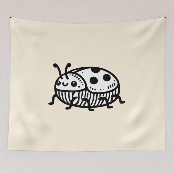 Item preview, Charming Hand-Drawn Beetle Illustration – Minimalist Black Line Art designed and sold by happyartworks.