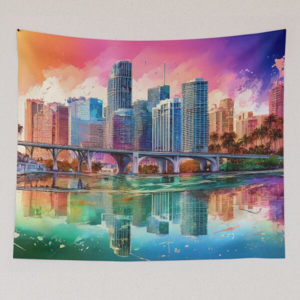 Item preview, Miami Skyline Graffiti Art – Colorful Abstract Urban Street Style designed and sold by Phat Dog Designs .