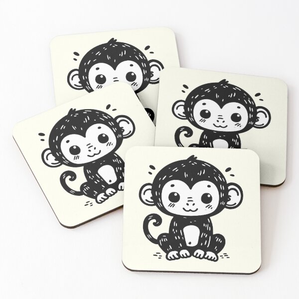 Item preview, Cute Baby Monkey Drawing - Kawaii Animal Nursery Art designed and sold by happyartworks.