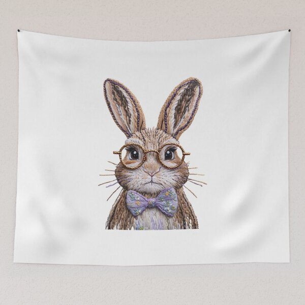 Item preview, Retro Easter Bunny with Sunglasses – Vintage Happy Easter Faux Embroidery Design designed and sold by Colorful-Garden.