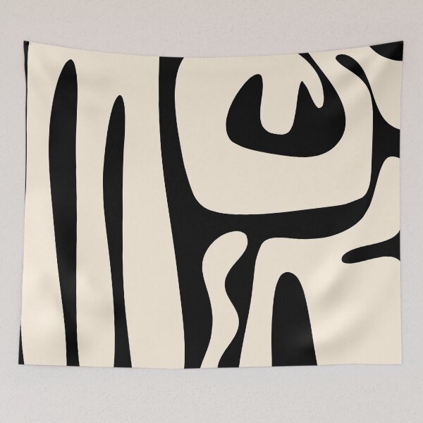 Item preview, Mid Century Modern Kwaito Abstract Pattern in Black and Cream designed and sold by kierkegaard.