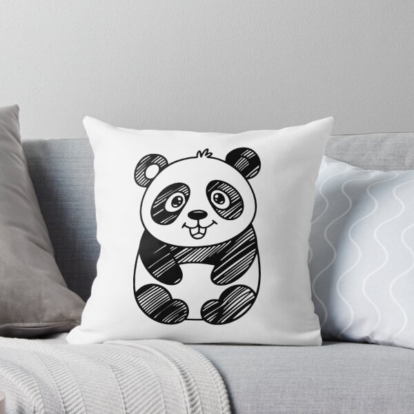 Item preview, Minimalist Black and White Cute Panda Drawing | Childish Style | Simple Panda Illustration designed and sold by happyartworks.