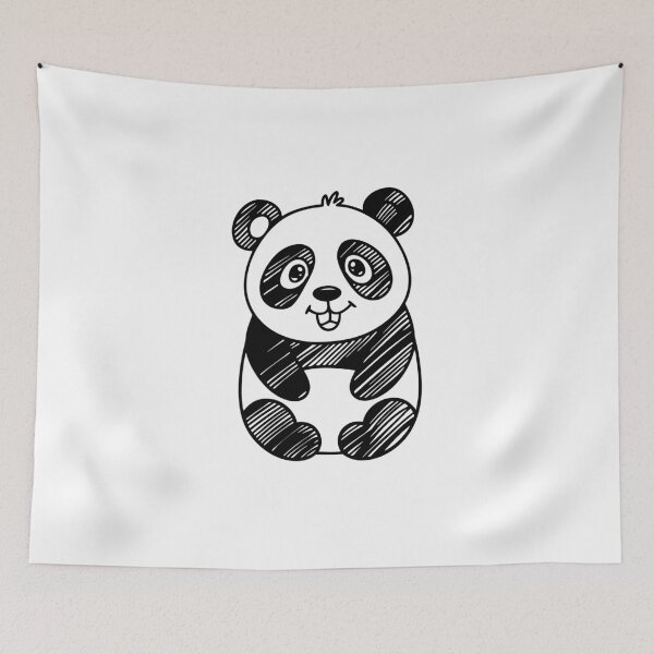 Item preview, Minimalist Black and White Cute Panda Drawing | Childish Style | Simple Panda Illustration designed and sold by happyartworks.