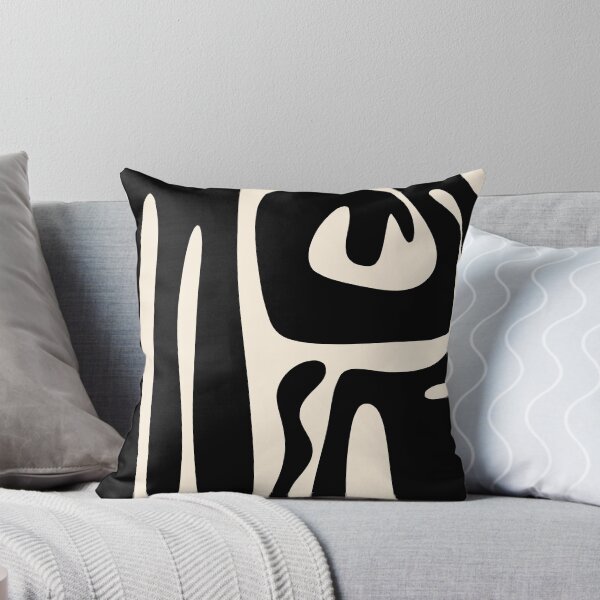 Item preview, Mid Century Modern Kwaito Abstract Pattern in Black and Almond Cream designed and sold by kierkegaard.