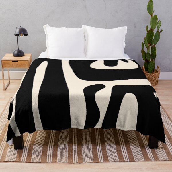 Item preview, Mid Century Modern Kwaito Abstract Pattern in Black and Almond Cream designed and sold by kierkegaard.