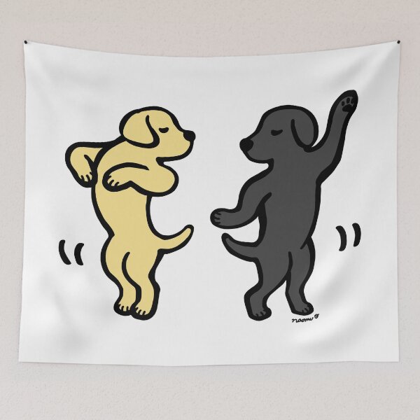 Item preview, Dancing Yellow and Black Labradors designed and sold by HappyLabradors.