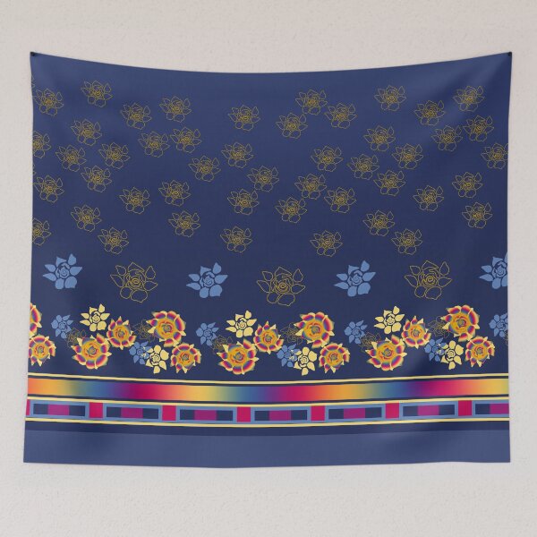 Item preview, India Cloth Floral Border Print Seamless Repeat designed and sold by Sharon Schwalbe.