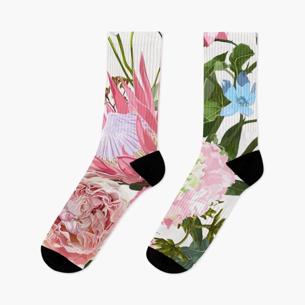 Item preview, Seamless floral pattern with pink glossy protea, rose flowers, eustoma and tropical leaves. designed and sold by MatyKotiv.