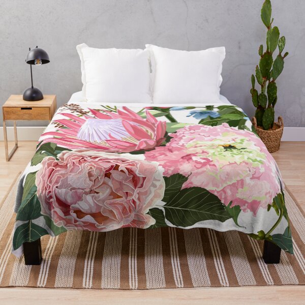 Item preview, Seamless floral pattern with pink glossy protea, rose flowers, eustoma and tropical leaves. designed and sold by MatyKotiv.