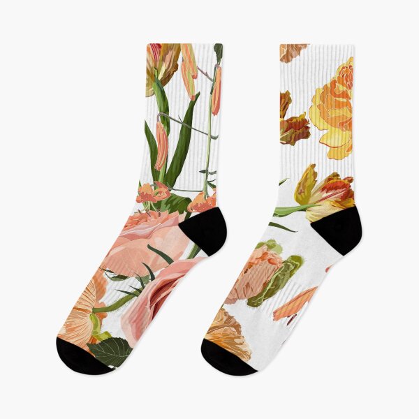 Item preview, Seamless floral pattern with orange glossy lilies flowers, tulips, roses and leaves. designed and sold by MatyKotiv.