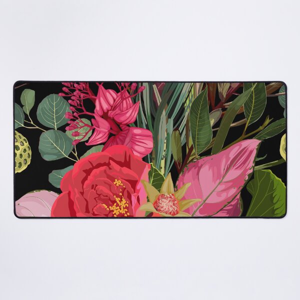 Item preview, Seamless floral pattern with pink red glossy protea and tropical flowers, leaves. designed and sold by MatyKotiv.