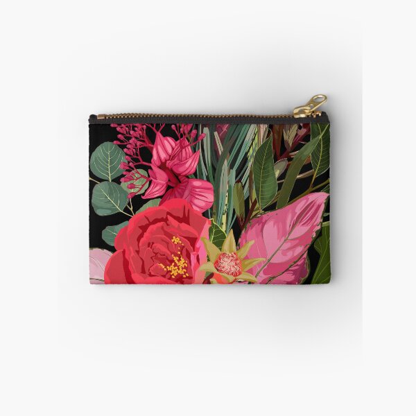 Item preview, Seamless floral pattern with pink red glossy protea and tropical flowers, leaves. designed and sold by MatyKotiv.