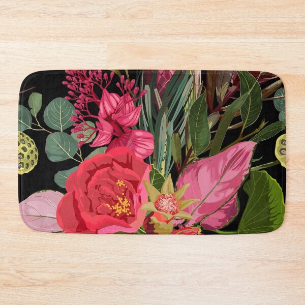 Item preview, Seamless floral pattern with pink red glossy protea and tropical flowers, leaves. designed and sold by MatyKotiv.