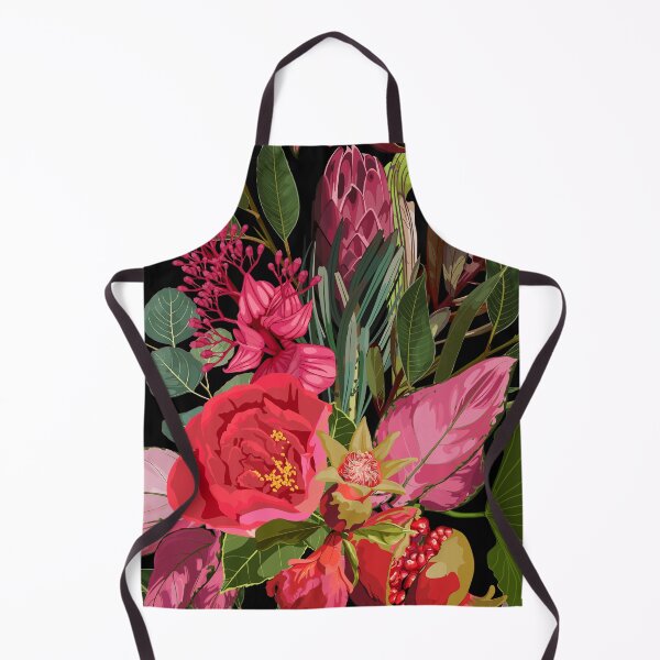 Item preview, Seamless floral pattern with pink red glossy protea and tropical flowers, leaves. designed and sold by MatyKotiv.