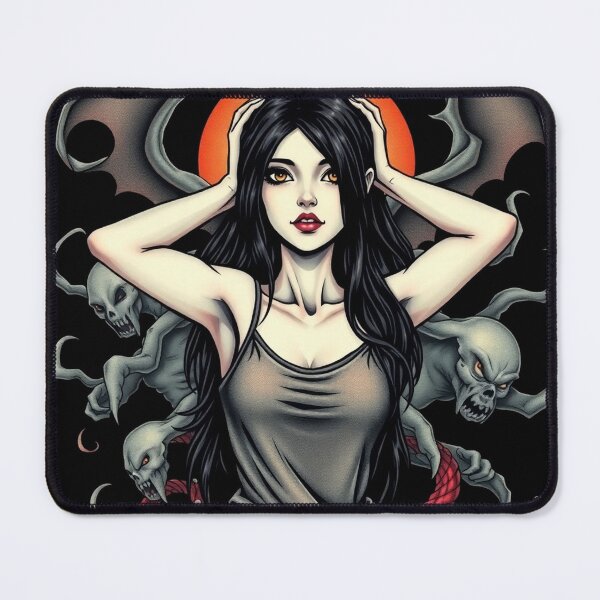 Item preview, Cute Gothic Goth Vampire Horror Girl Tattoo style illustration with demons designed and sold by Vintage Designs +.