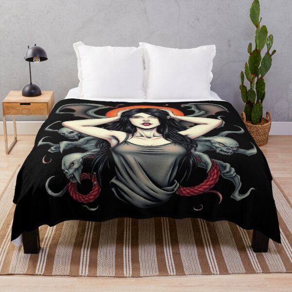 Item preview,  Cute Gothic Goth Vampire Horror Girl Tattoo style illustration with demons designed and sold by Vintage Designs +.