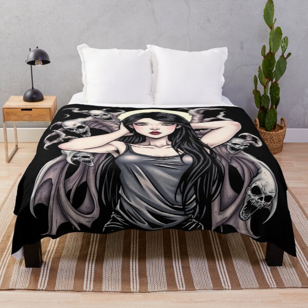 Item preview,  Cute Gothic Goth Vampire Horror Girl Tattoo style illustration with demons designed and sold by Vintage Designs +.