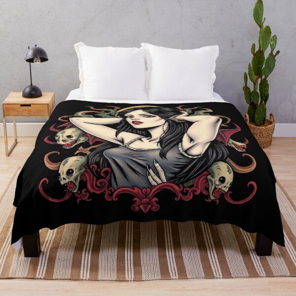 Item preview,  Cute Gothic Goth Vampire Horror Girl Tattoo style illustration with demons designed and sold by Vintage Designs +.