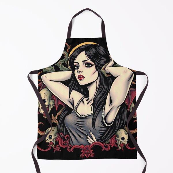 Item preview, Cute Gothic Goth Vampire Horror Girl Tattoo style illustration with demons designed and sold by Vintage Designs +.