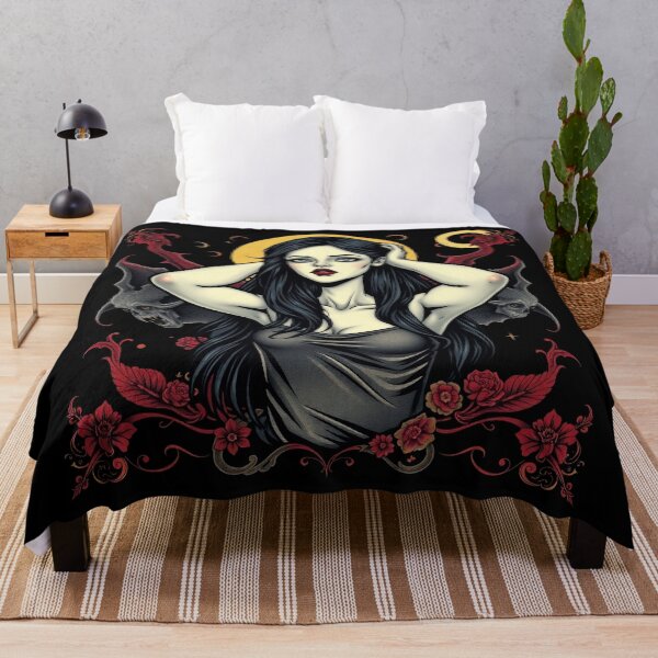 Item preview, Cute Gothic Goth Vampire Horror Girl Tattoo style illustration with demons designed and sold by Vintage Designs +.