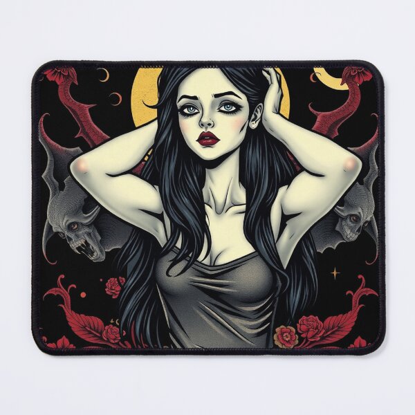 Item preview, Cute Gothic Goth Vampire Horror Girl Tattoo style illustration with demons designed and sold by Vintage Designs +.