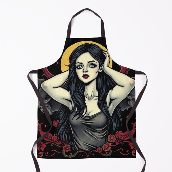 Item preview, Cute Gothic Goth Vampire Horror Girl Tattoo style illustration with demons designed and sold by Vintage Designs +.