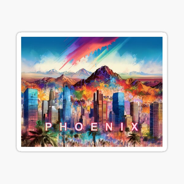 Item preview, Phoenix Skyline Colorful Abstract Graffiti Art - Vibrant Urban Street Style designed and sold by Phat Dog Designs .