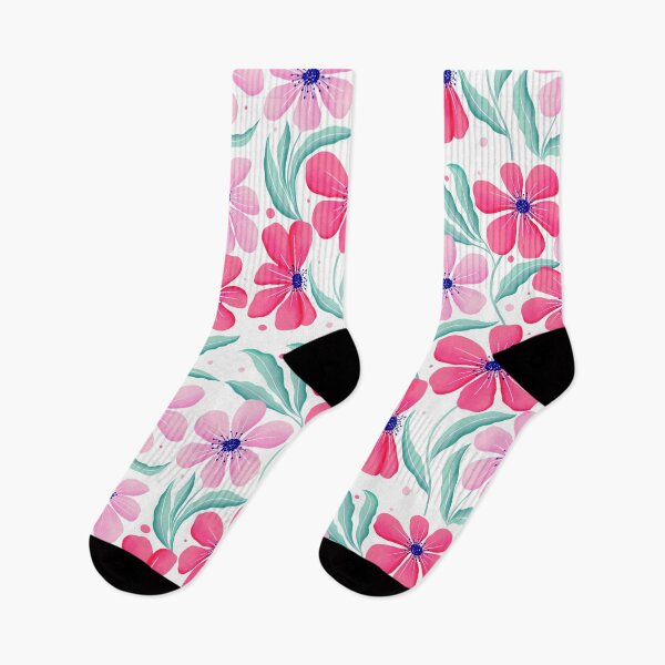 Item preview, Botanical art in pink. Modern Flowers Dancing. Floral Pattern in Pink and Mint Green. designed and sold by Sandra Brezina.