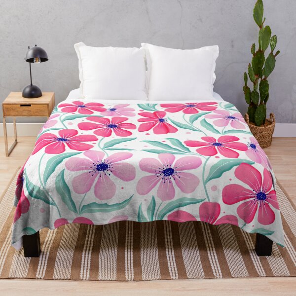 Item preview, Botanical art in pink. Modern Flowers Dancing. Floral Pattern in Pink and Mint Green. designed and sold by Sandra Brezina.