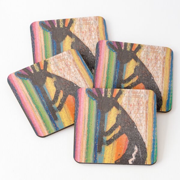 Item preview, Colorful Kokopelli – Recycled Wood and Oil Pastels designed and sold by BABAGURUJI.