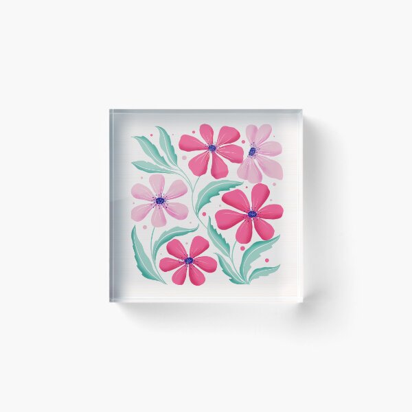Item preview, Botanical art in pink. Modern Flowers Dancing. Floral Pattern in Pink and Mint Green. designed and sold by Sandra Brezina.